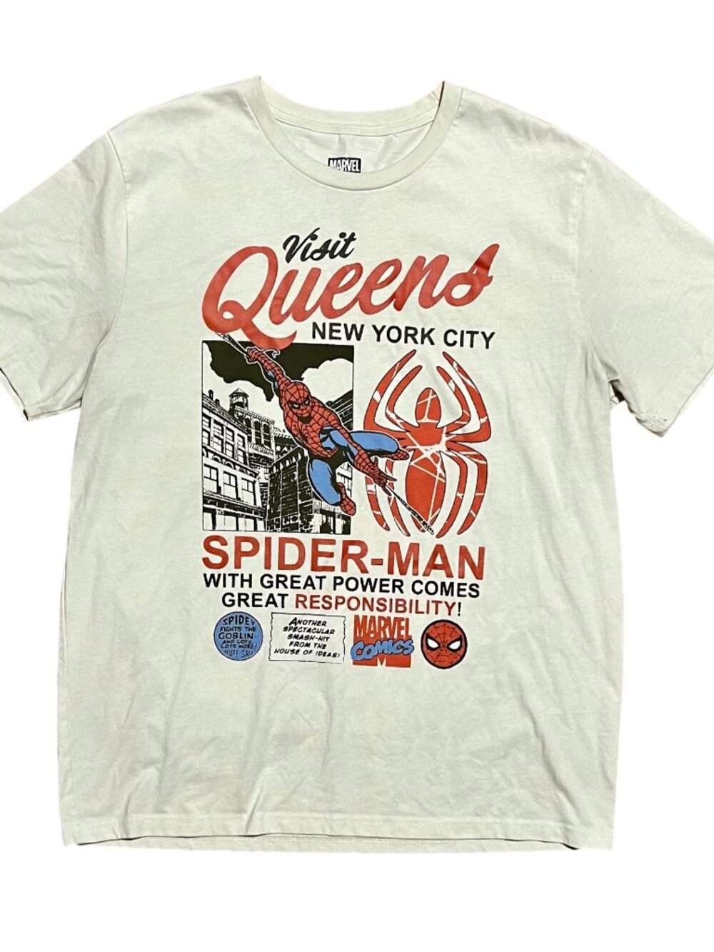 Spider-Man Marvel Comics Queens New York City Graphic T-Shirt, Men's XL